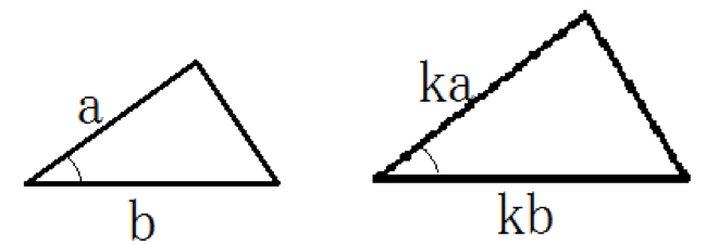 2組の辺の比とその辺で挟まれる角がそれぞれ等しい